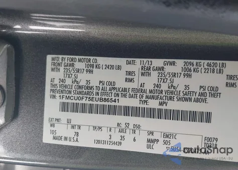 2014 Ford Escape S from USA, damaged, VIN 1FMCU0F75EUB86541